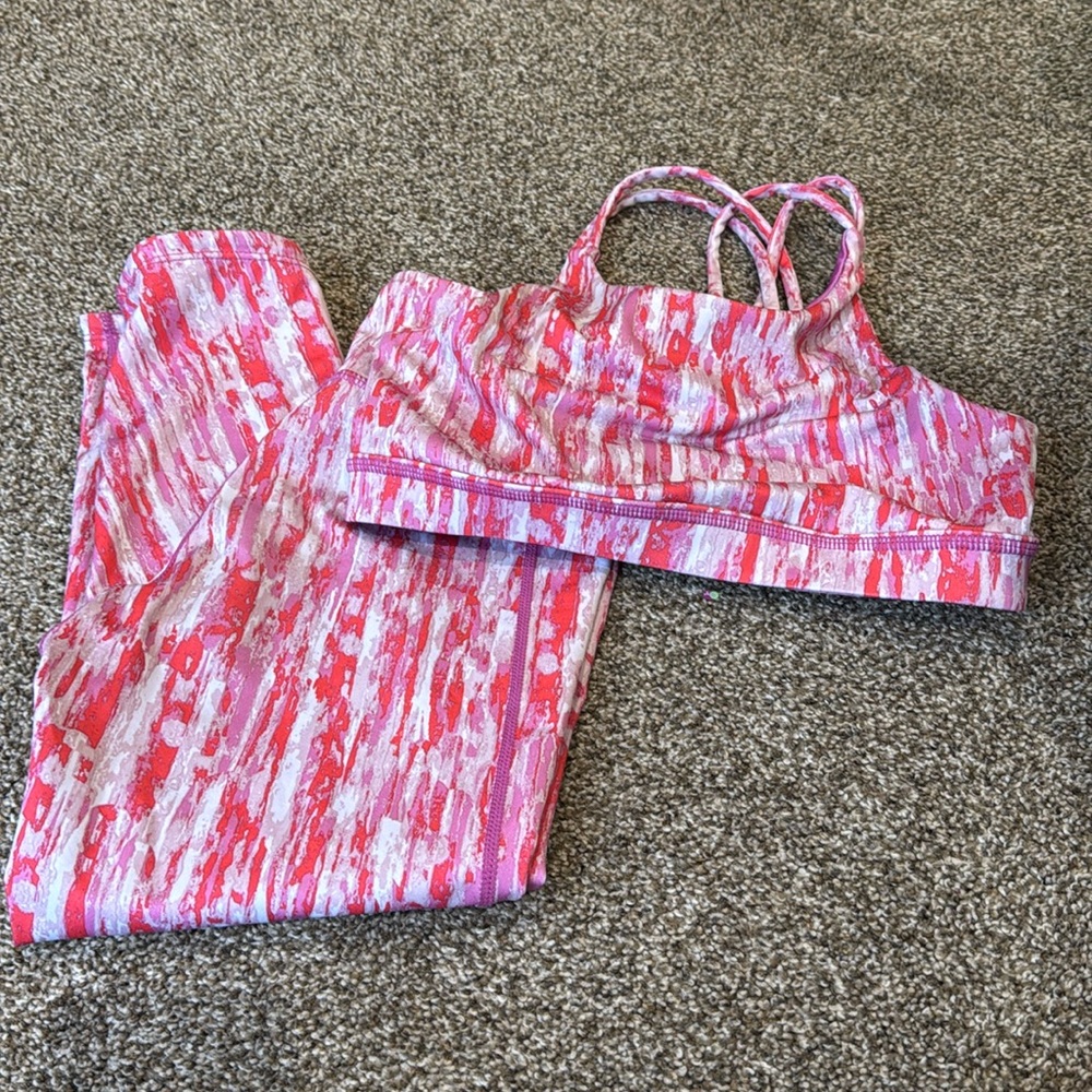 Girls Zella crop leggings and bra set